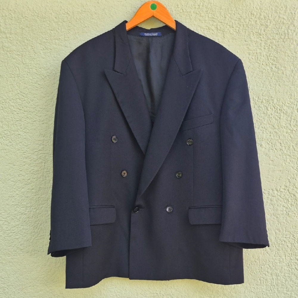 Franco Tassi (Canada) Men's Classic Black Vintage Double Breasted Luxury Blazer